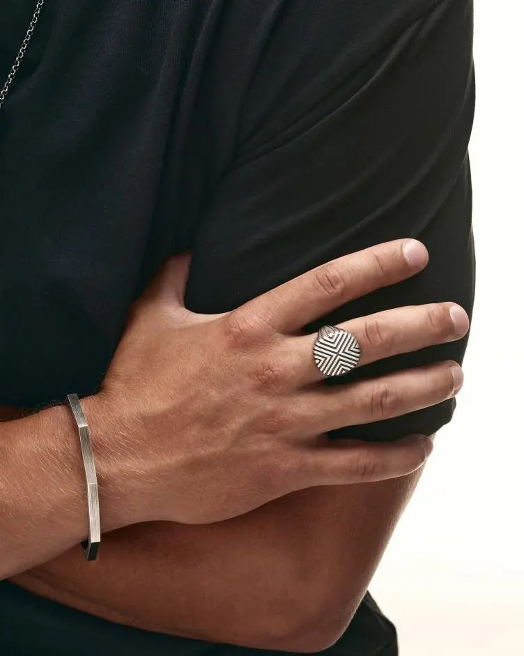 Hexagon Cuff Bracelet (Can be Personalized) (Men & Women)