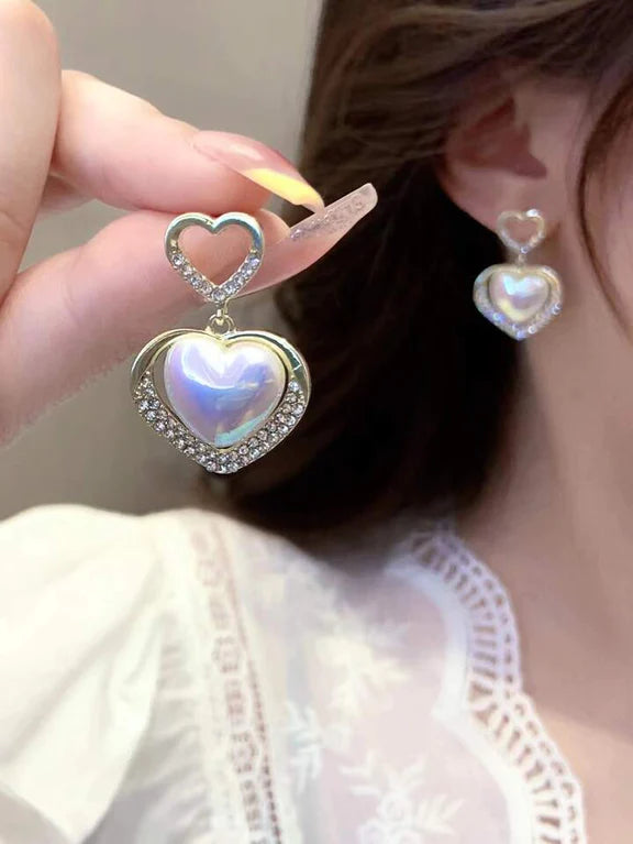 Classic Pearl Heart Earrings