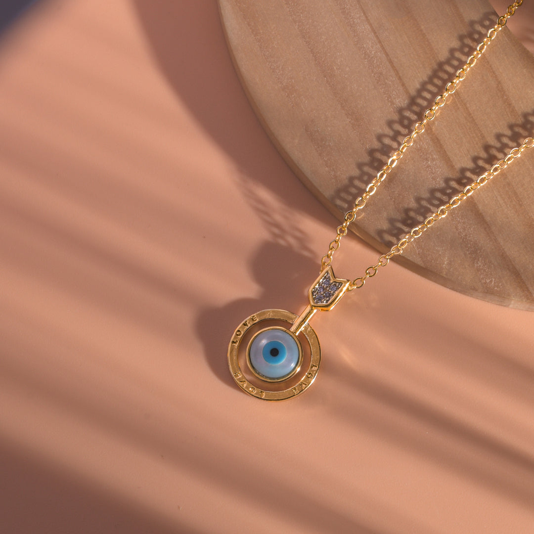 Golden Gaze Evil Eye Pendant Necklace