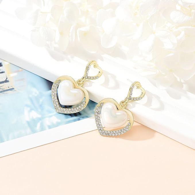 Classic Pearl Heart Earrings