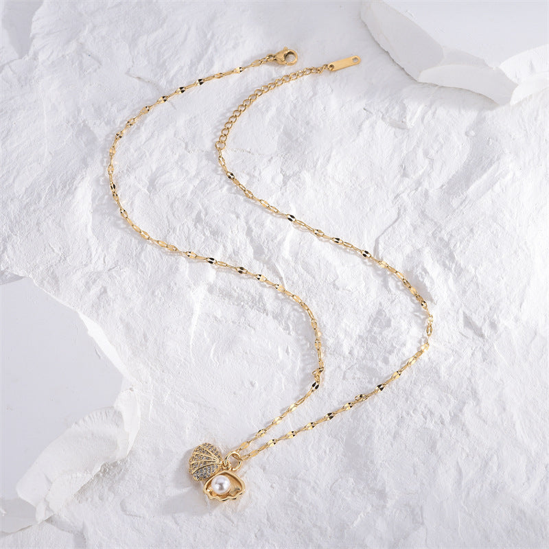 Shell Pearl Pendant Necklace