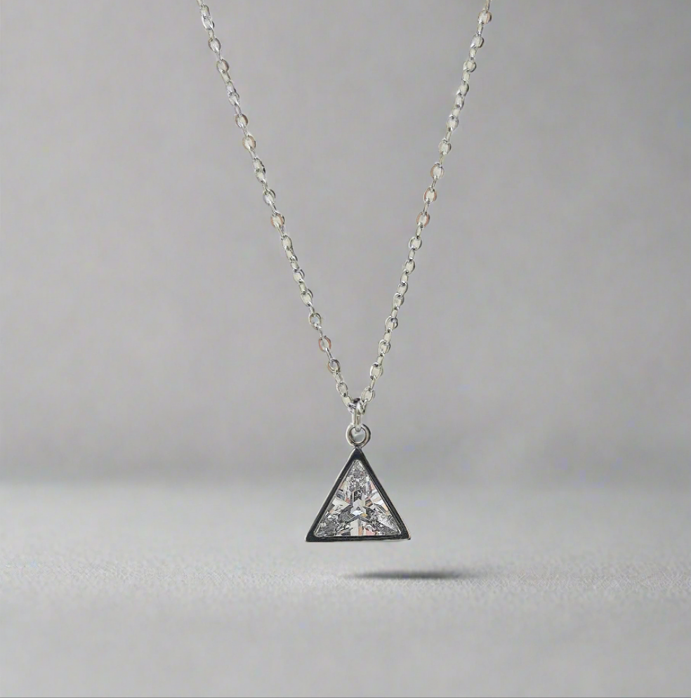 Pyramid Solitaire Pendant Necklace