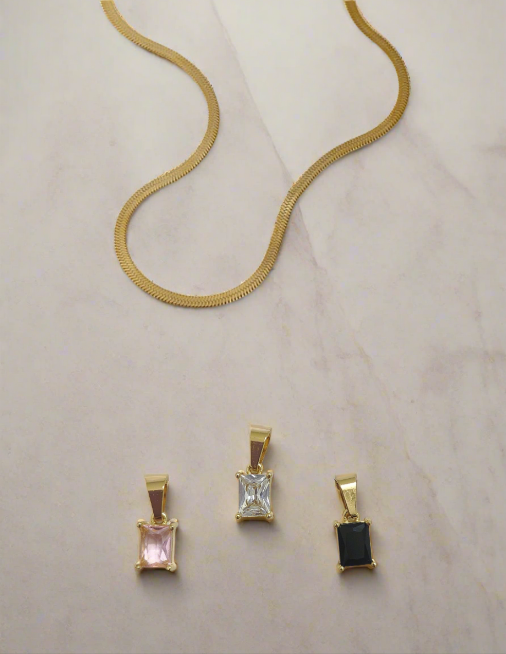 Herringbone Pendant Necklace Combo (1 Necklace + 3 Colours Pendants)
