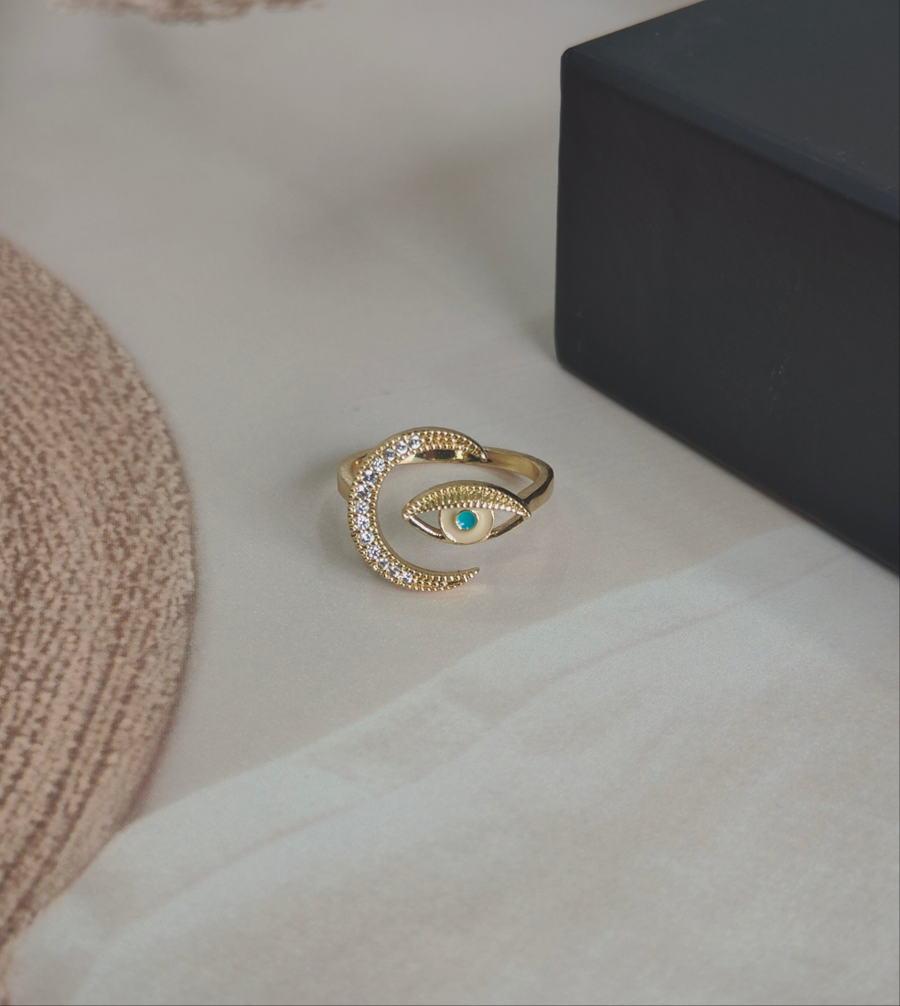 Moonlit Evil Eye Ring