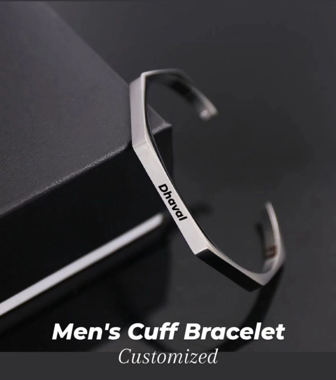 Hexagon Cuff Bracelet (Can be Personalized) (Men & Women)