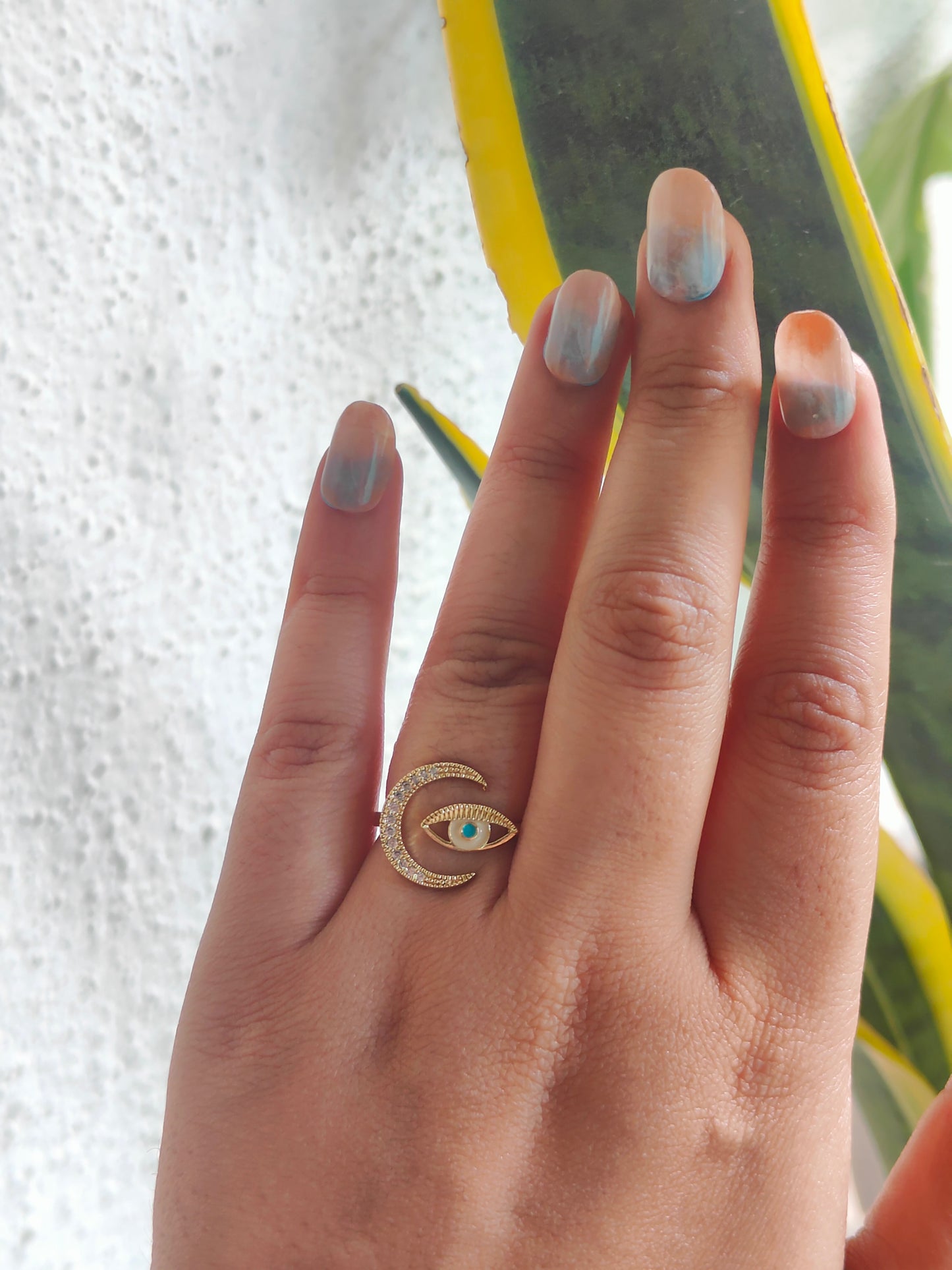 Moonlit Evil Eye Ring