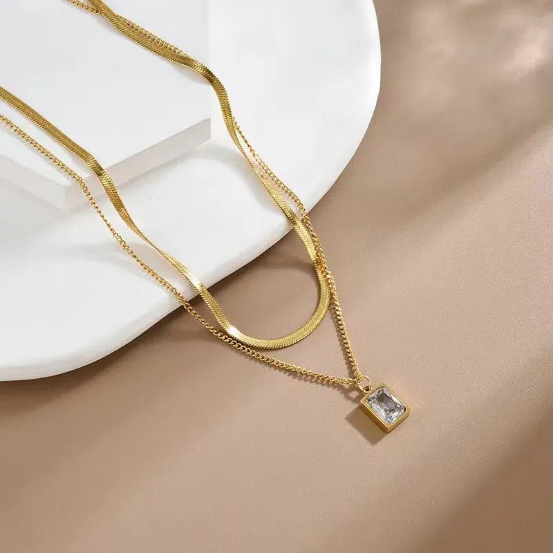 Veronica Dual Chain Pendant Necklace