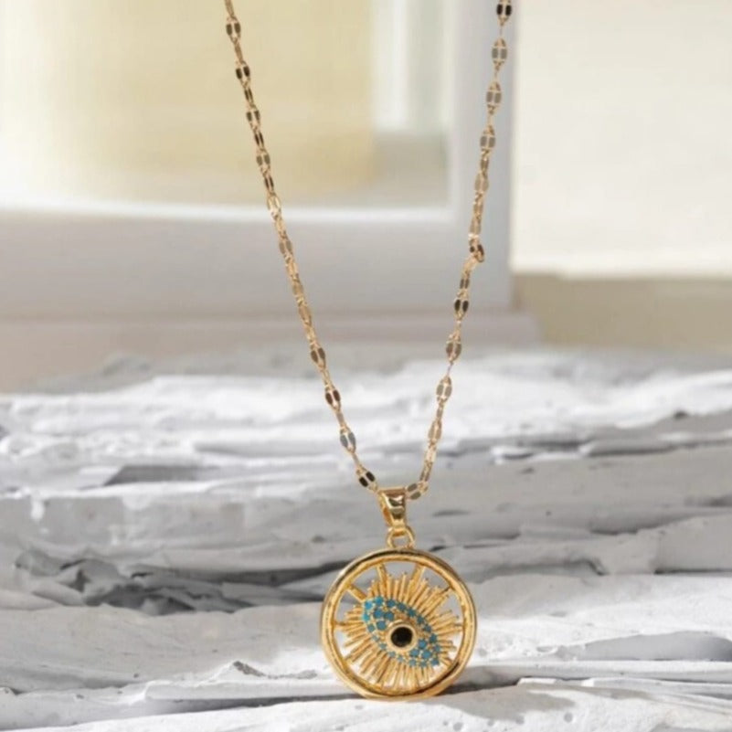 Rotating Evil Eye Pendant Necklace