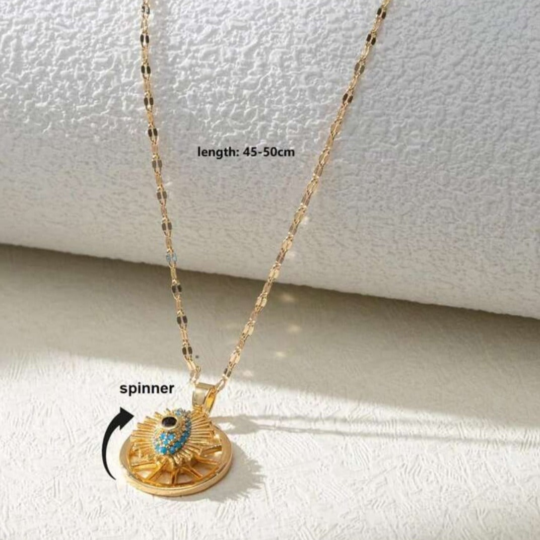 Rotating Evil Eye Pendant Necklace