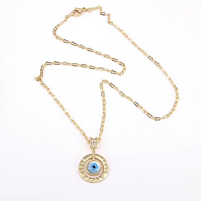 Golden Gaze Evil Eye Pendant Necklace