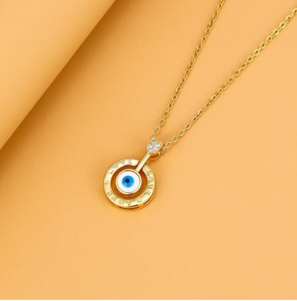 Golden Gaze Evil Eye Pendant Necklace