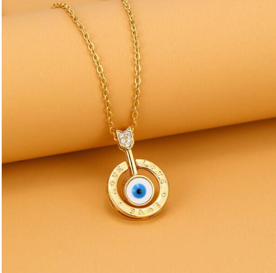 Golden Gaze Evil Eye Pendant Necklace