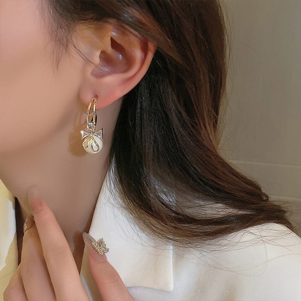 K-Dazzle Pearl Bow Earrings
