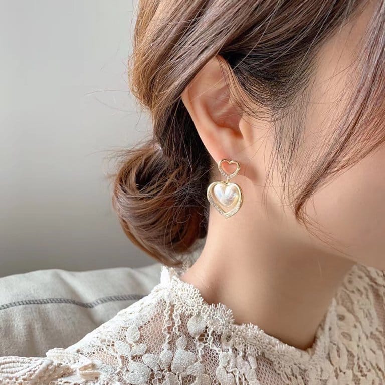 Classic Pearl Heart Earrings