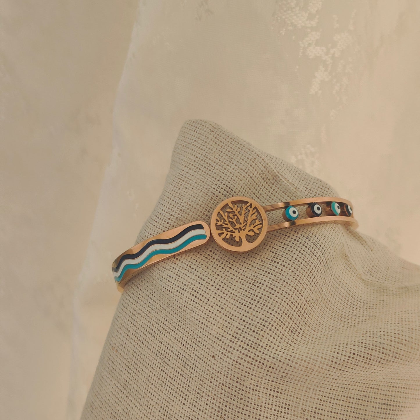 Breezy Evil Eye Cuff Bracelet
