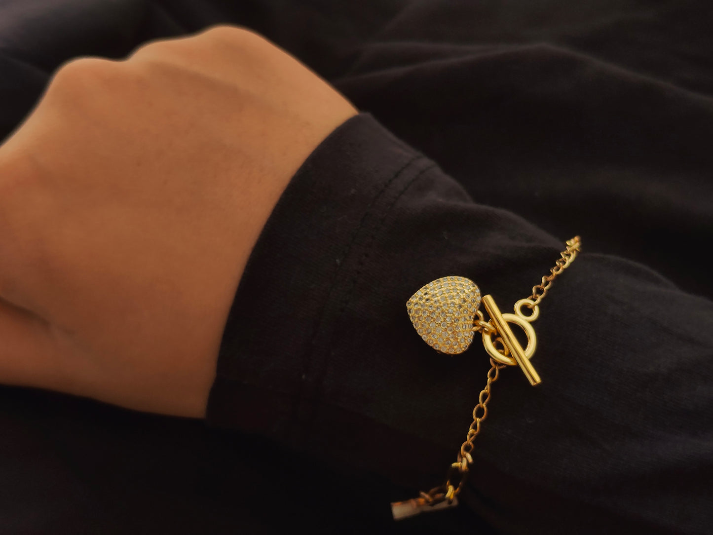 Iced Out Heart Link Bracelet