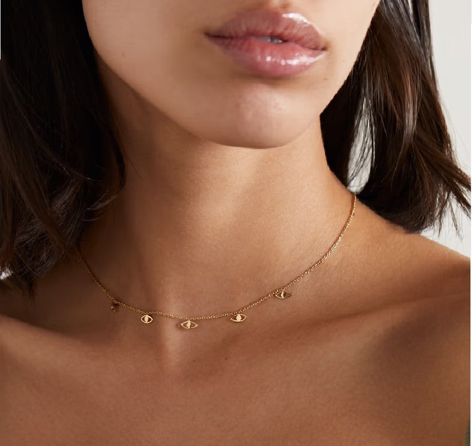 Tiny Evil Eye Choker Necklace