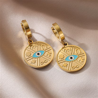 Turkish Evil Eye Hoop Earrings