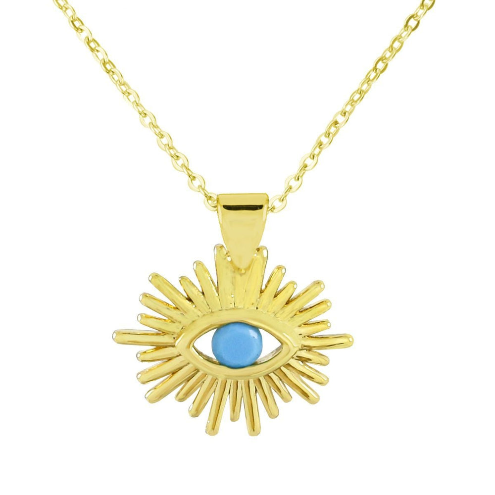 Turquoise Evil Eye Sunburst Eye Necklace