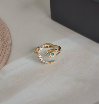 Moonlit Evil Eye Ring