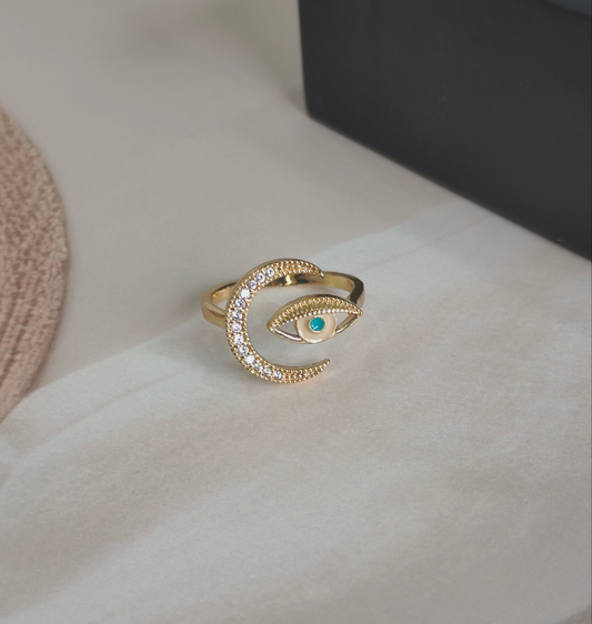 Moonlit Evil Eye Ring