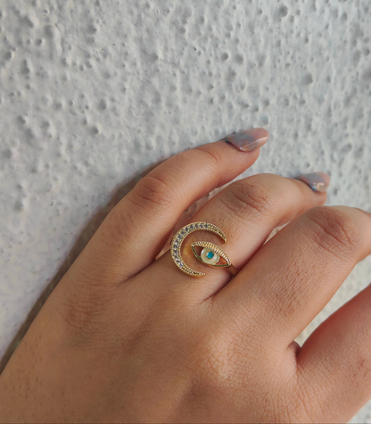 Moonlit Evil Eye Ring