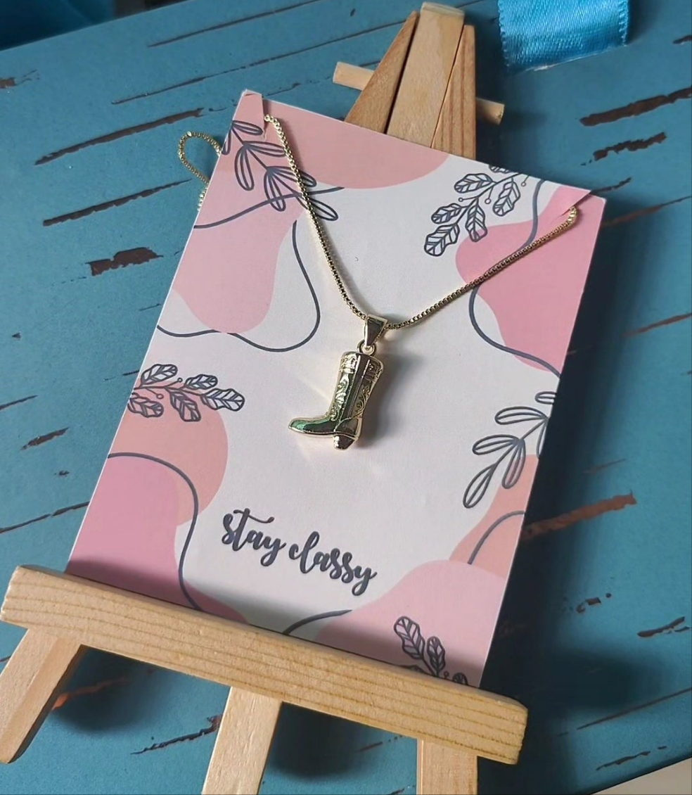Cowgirl Boots Charm Necklace