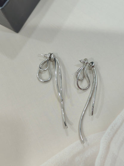 Silver Luxe Bow Studs