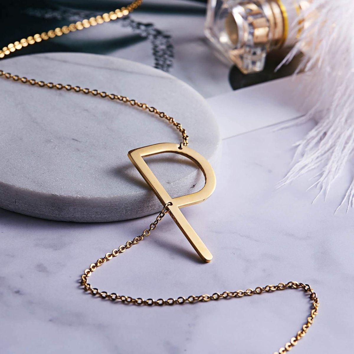 Sideways Oversized Initial Necklace