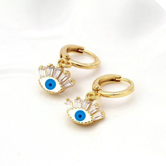 Minimal Evil Eye Hoops