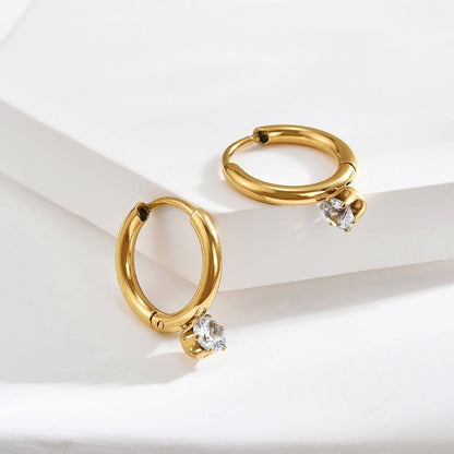 Laila Solitaire Hoop Earrings