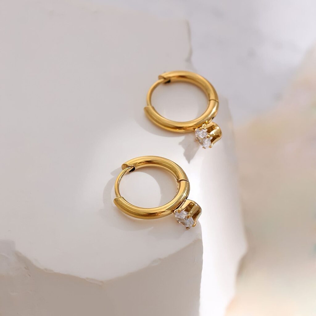 Laila Solitaire Hoop Earrings