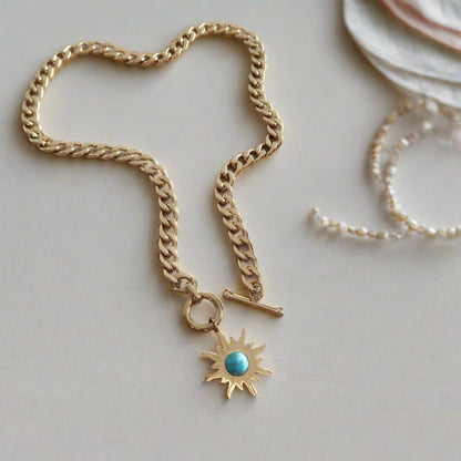 Turquoise Sunflower Statement Necklace