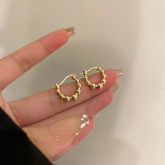 Charming Gold Beaded Hoop Earrings