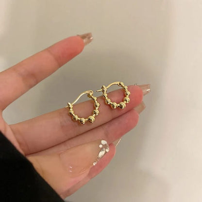 Charming Gold Beaded Hoop Earrings