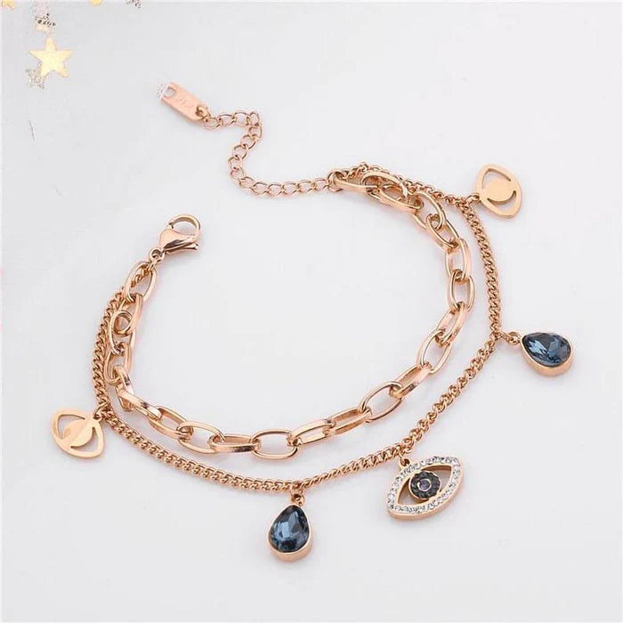 Dual Evil Eye Charm Bracelet