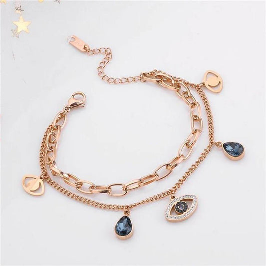 Dual Evil Eye Charm Bracelet