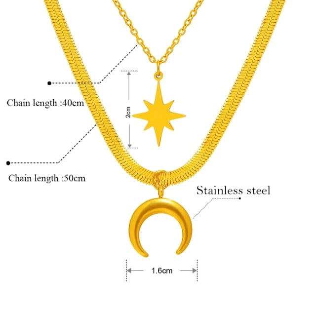 Moon and Star Duo - Layered Necklace