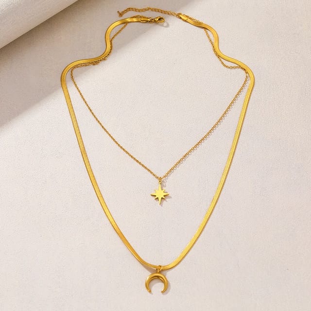 Moon and Star Duo - Layered Necklace