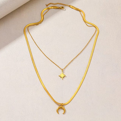 Moon and Star Duo - Layered Necklace