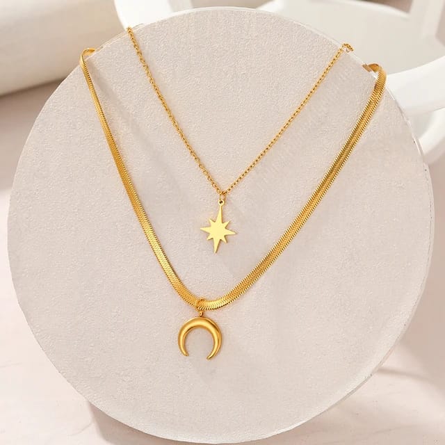 Moon and Star Duo - Layered Necklace