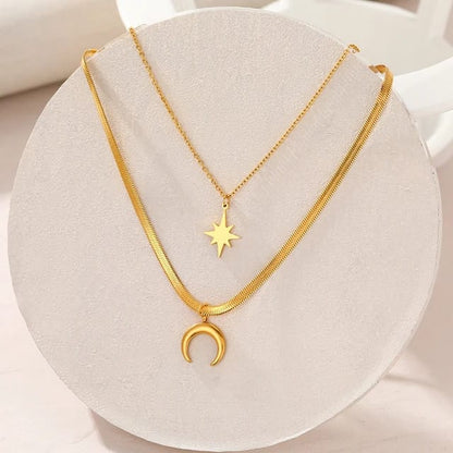 Moon and Star Duo - Layered Necklace