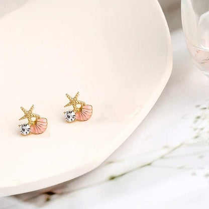 Chic Pink Starfish Shell Earrings