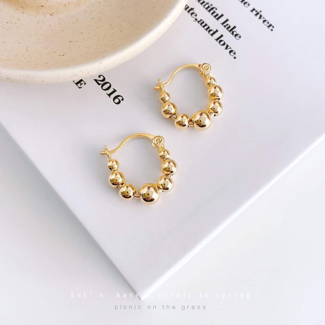 Charming Gold Beaded Hoop Earrings