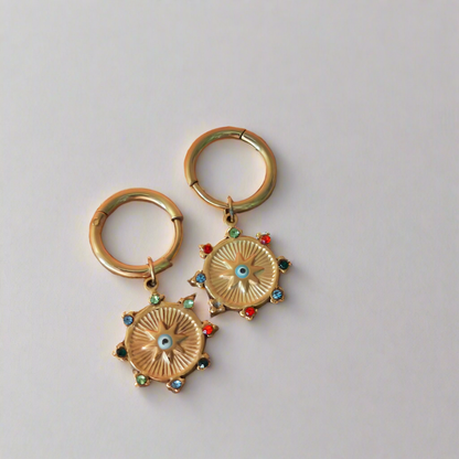 Sunburst Evil Eye Earrings