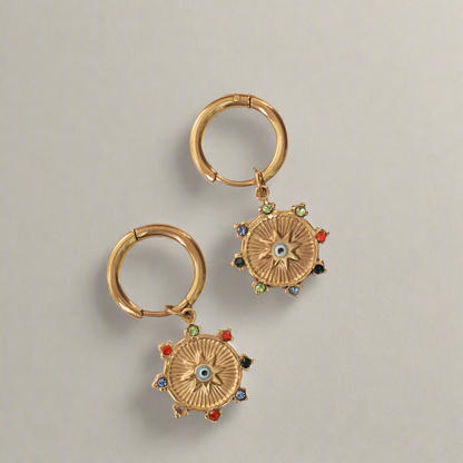 Sunburst Evil Eye Earrings