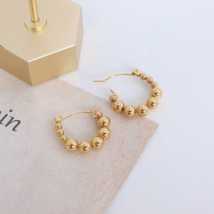 Charming Gold Beaded Hoop Earrings