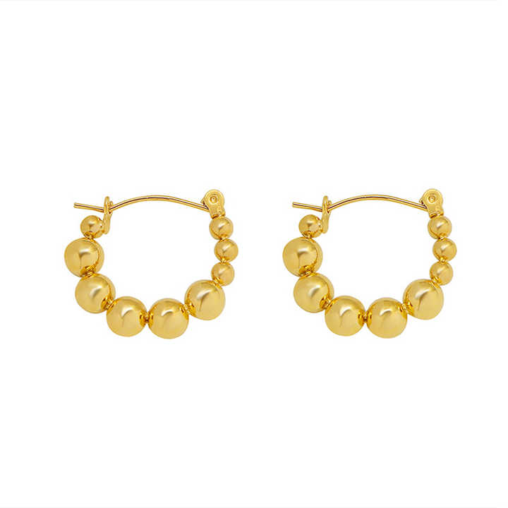 Charming Gold Beaded Hoop Earrings