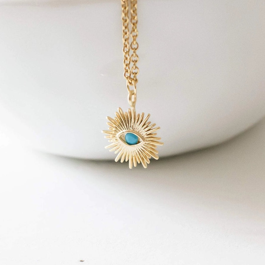 Turquoise Evil Eye Sunburst Eye Necklace