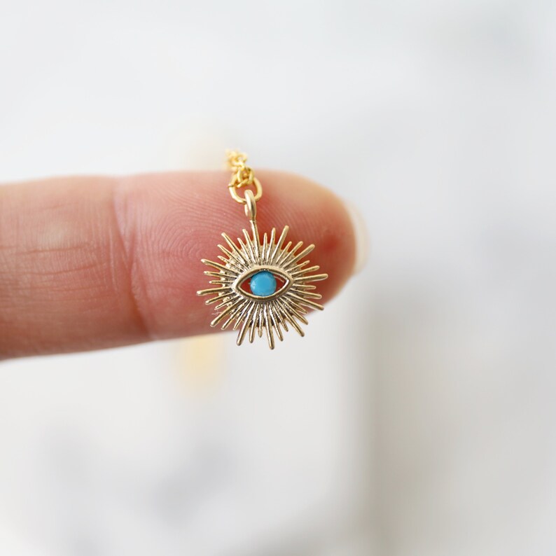 Turquoise Evil Eye Sunburst Eye Necklace